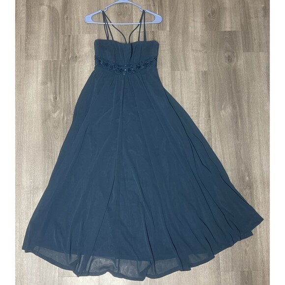David's Bridal Formal Dress Size 4 Blue Elegant Embellished  Prom/Bridesmaid - Picture 1 of 7